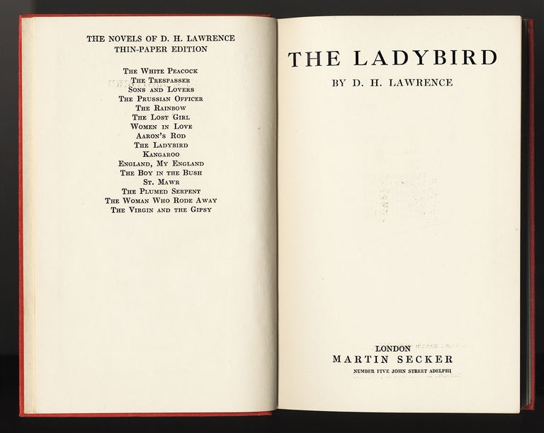 Item #000128 THE LADYBIRD. D. H. LAWRENCE.