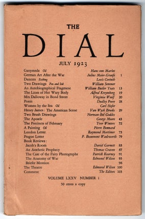 Item #424 "Mrs Dalloway in Bond Street," contained within THE DIAL. Volume LXXV Number 1....