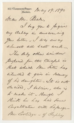 Item #514 [Autograph Letter, Signed "Phillips Brooks"]. Phillips BROOKS