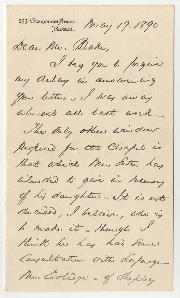 Item #514 [Autograph Letter, Signed "Phillips Brooks"]. Phillips BROOKS.