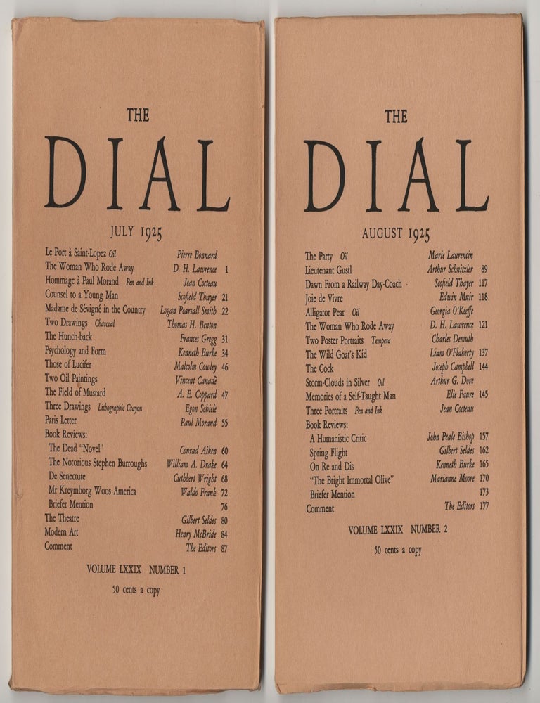 Item #650 "The Woman Who Rode Away," serialized in THE DIAL Volume LXXIX № 1 & 2. D. H. LAWRENCE.