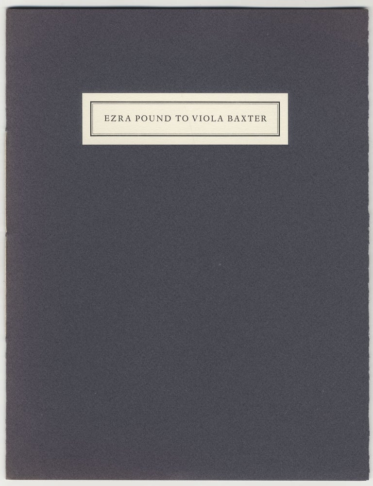 Item #908 At the Circulo de Recreo with Ezra Pound. A Letter from Ezra Pound to Viola Baxter, May 9, 1906. Ezra POUND.